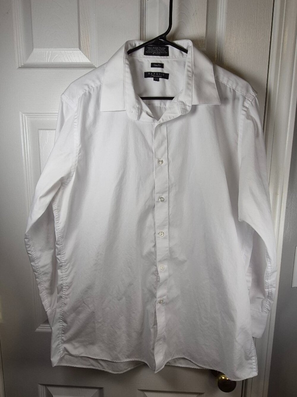 Marquis Signature Slim Fit White Dress shirt Neck 17-17 1/2 x 32-33 long sleeve